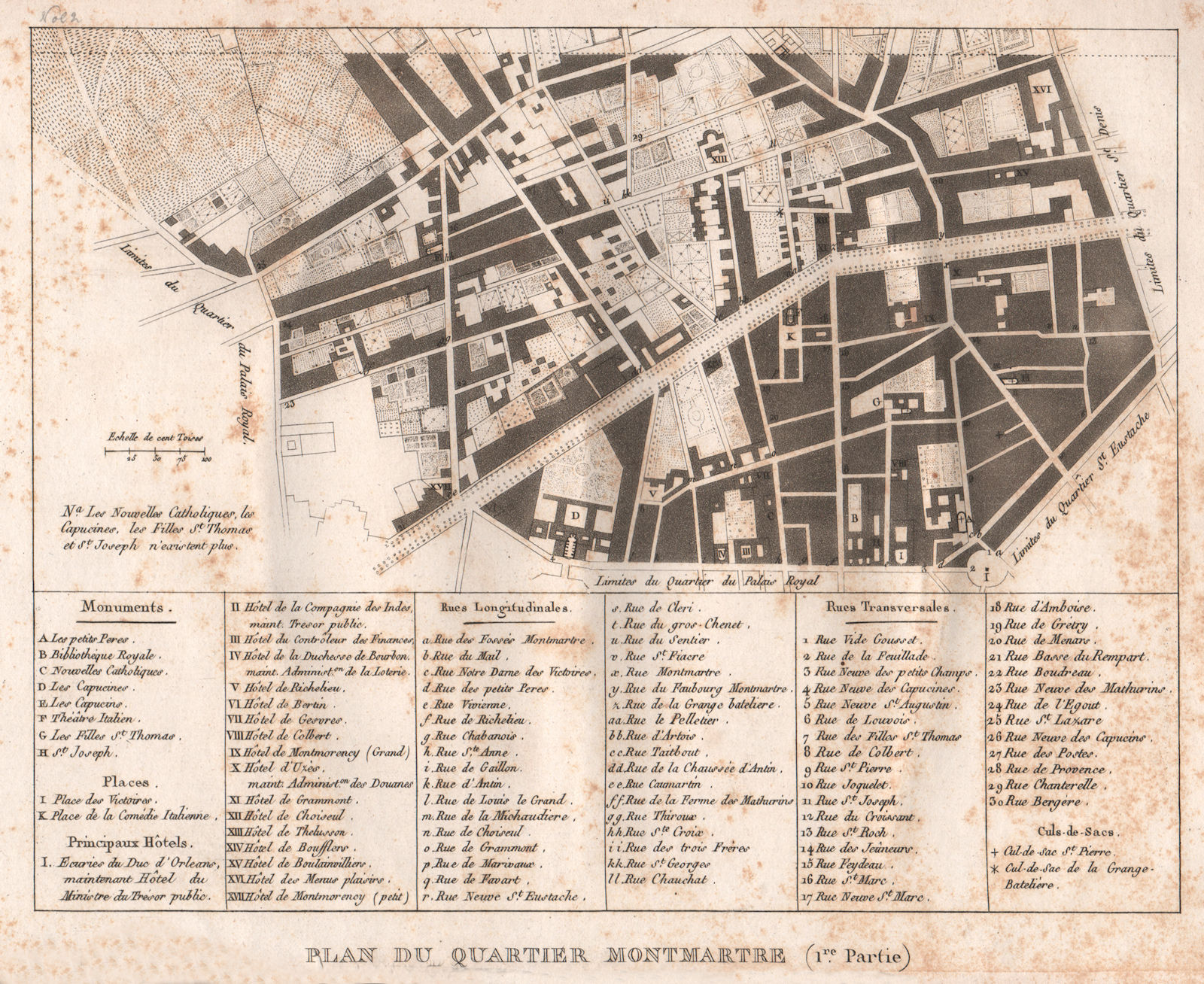 PARIS. "Montmartre" (1/sud) . Quartier. Gaillon. Vivienne. Mail. 2e 9e 1808 map