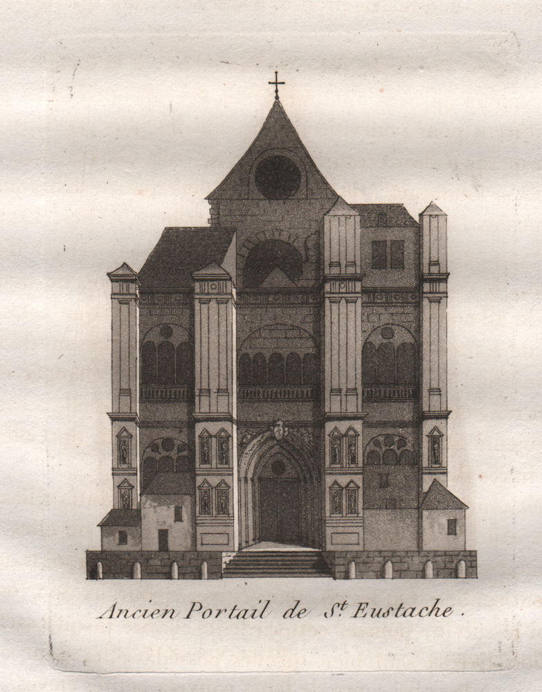 PARIS. Ancien Portail de Saint-Eustache. Aquatint 1808 old antique print