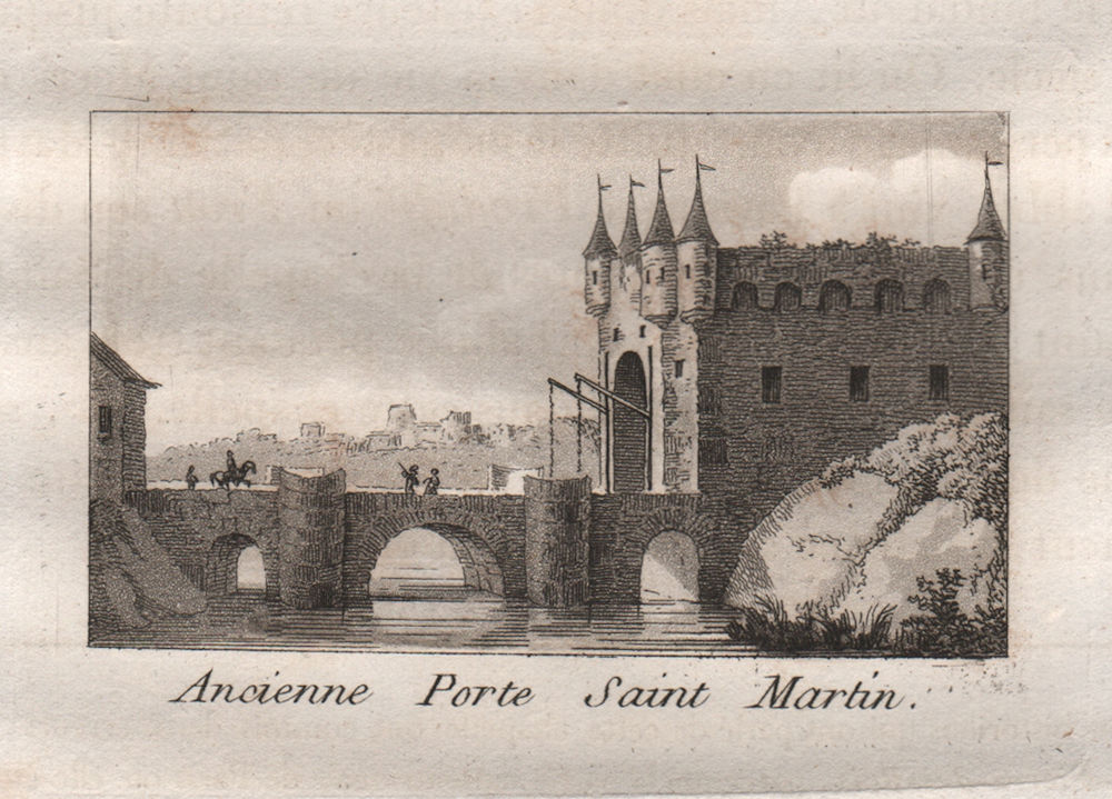 Associate Product PARIS. Ancienne Porte Saint Martin. Aquatint. SMALL 1808 old antique print