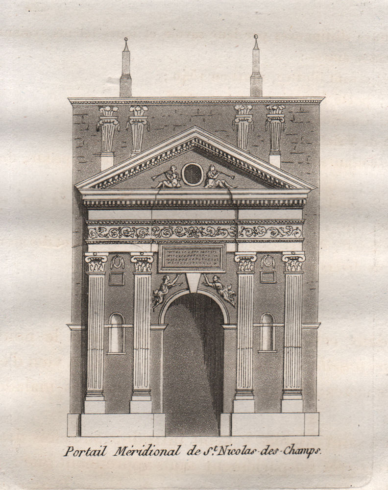 Associate Product PARIS. Portail Méridional de Saint-Nicolas des Champs. Aquatint. SMALL 1808