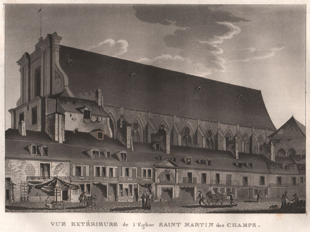 PARIS. Eglise Saint Martin des Champs. Aquatint 1808 old antique print picture