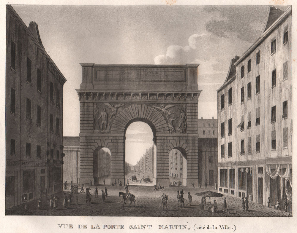 Associate Product PARIS. Porte Saint Martin (côté de la Ville) . Aquatint 1808 old antique print