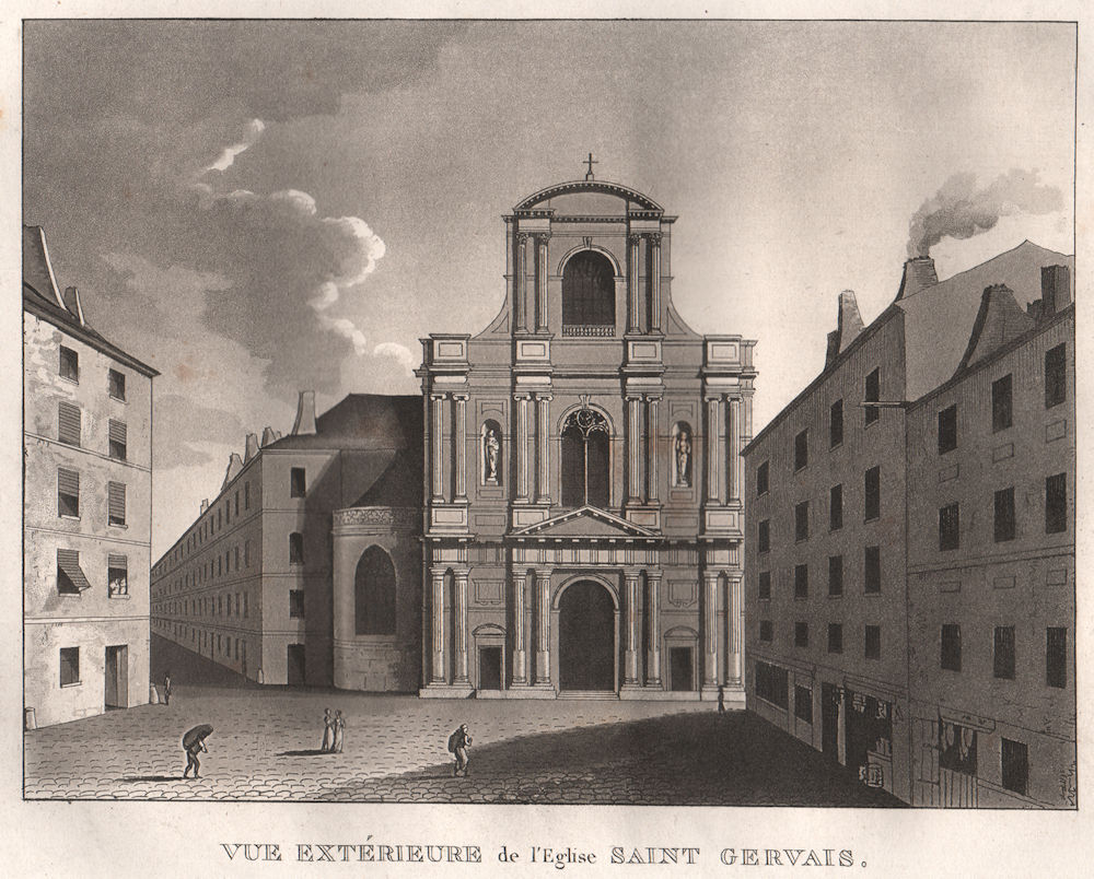 Associate Product PARIS. Eglise Saint Gervais. Aquatint 1808 old antique vintage print picture