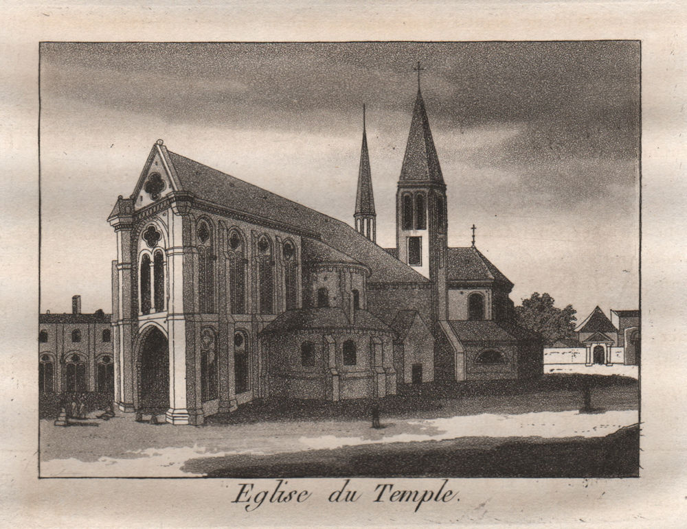 PARIS. Eglise du Temple. Aquatint 1808 old antique vintage print picture