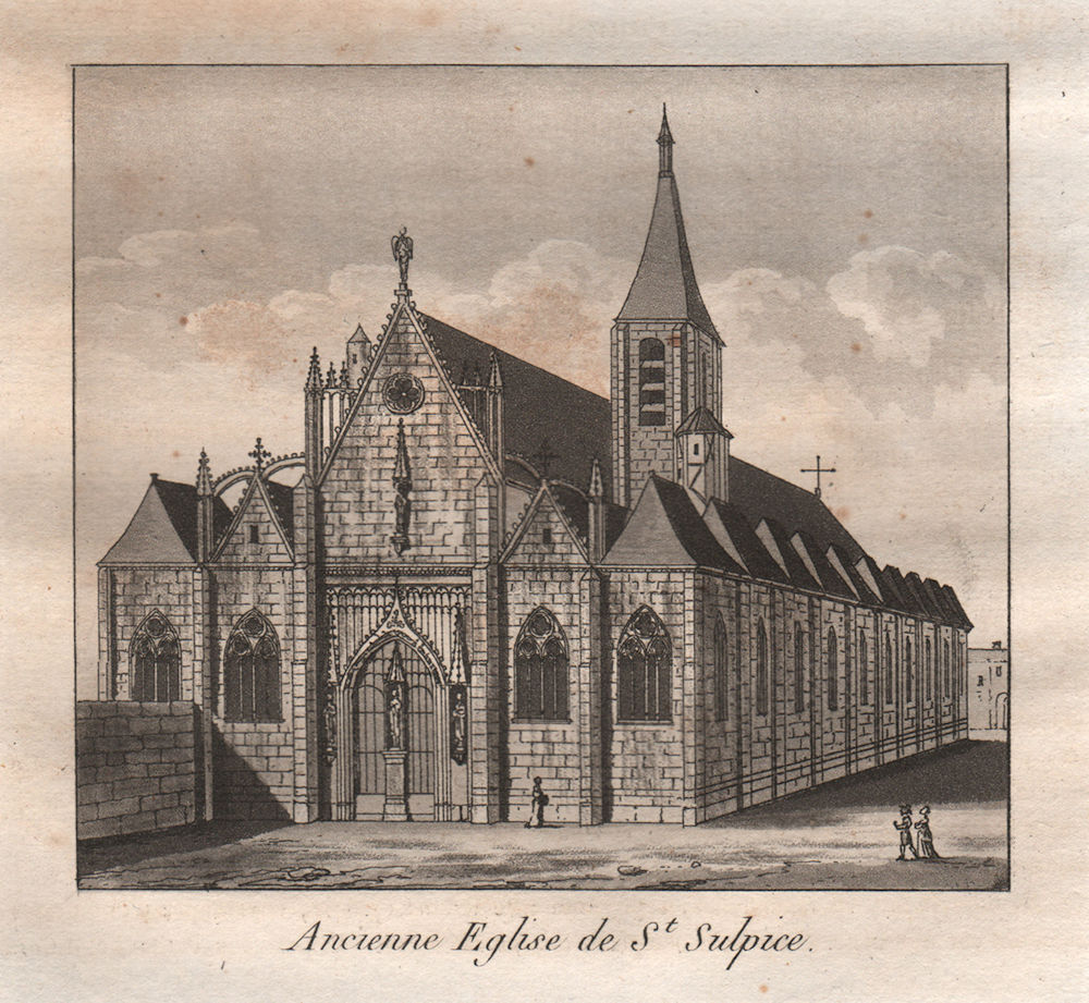 Associate Product PARIS. Ancienne Eglise de Saint-Sulpice. Aquatint 1808 old antique print