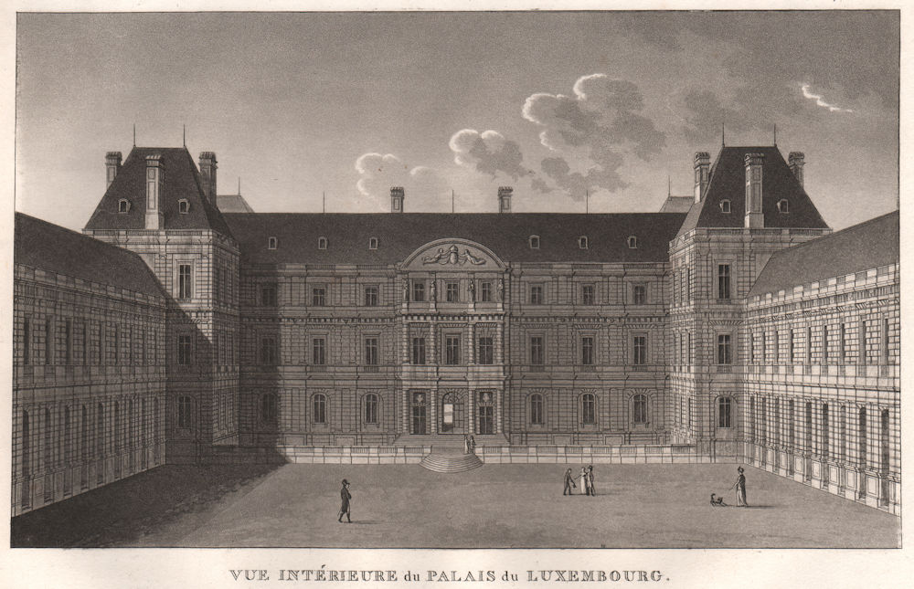 PARIS. Palais du Luxembourg. Aquatint 1808 old antique vintage print picture