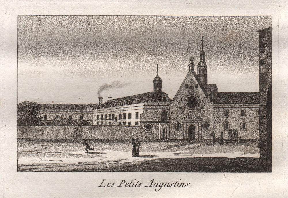 PARIS. Les Petits Augustins. Aquatint. SMALL 1808 old antique print picture