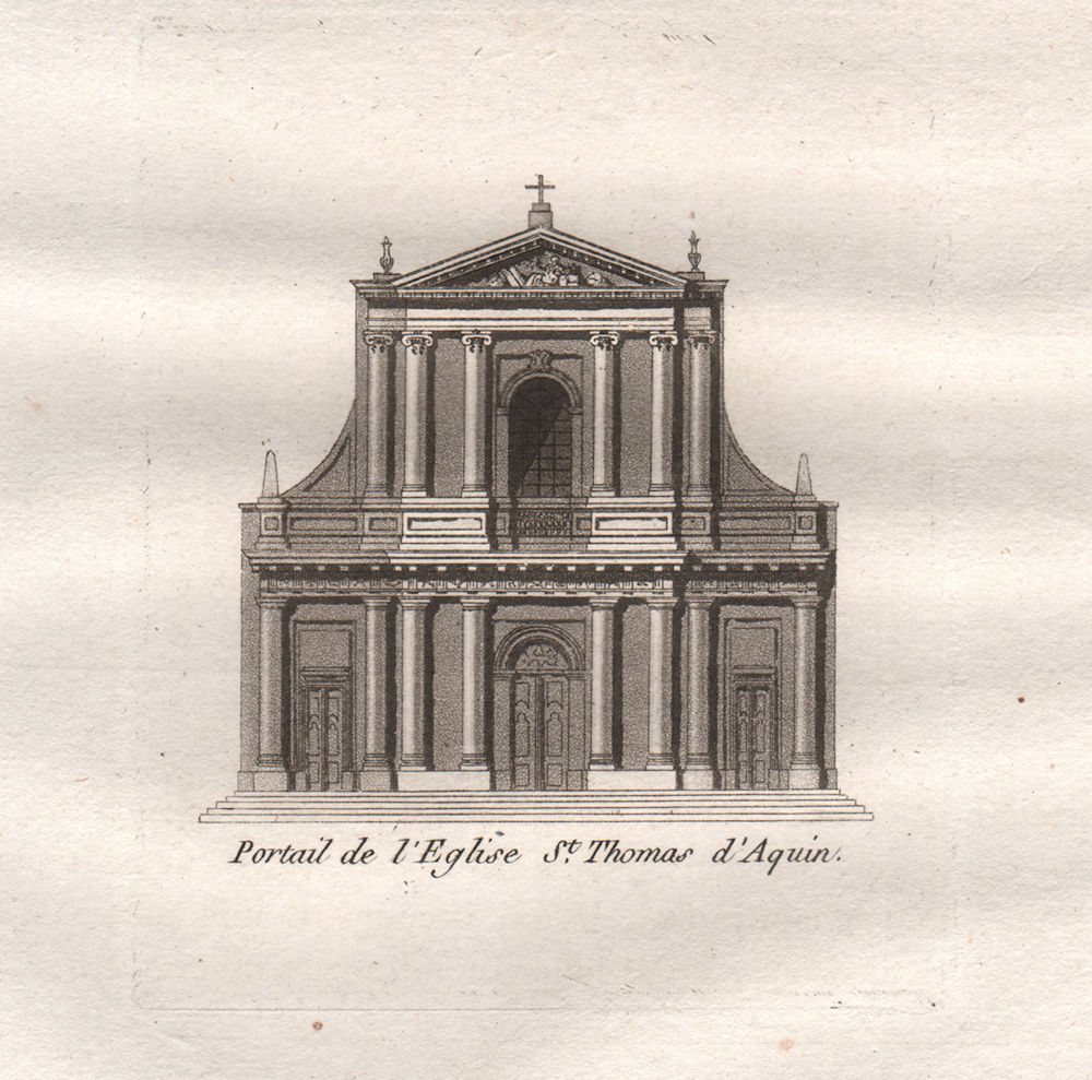 PARIS. Portail de L'Eglise Saint-Thomas d'Aquin. Aquatint 1808 old print