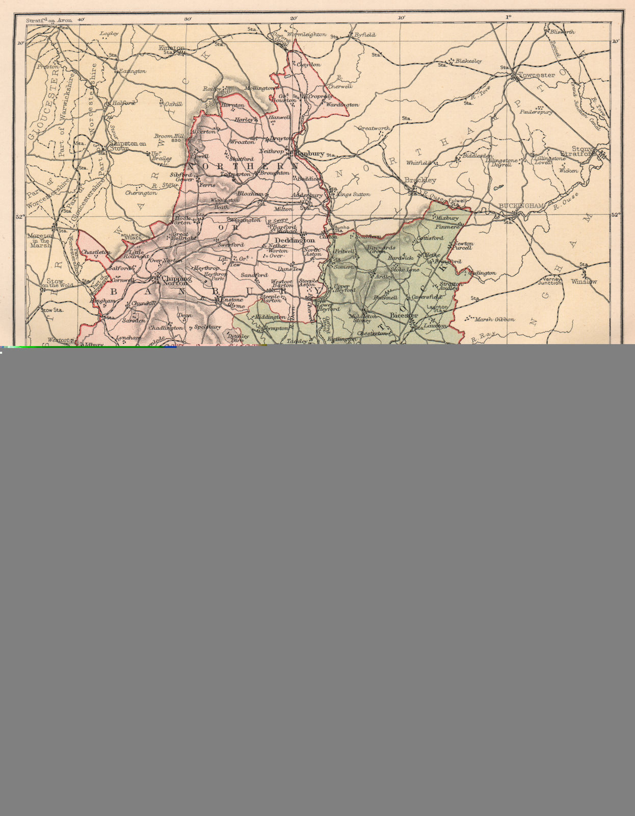 Associate Product OXFORDSHIRE. Antique county map 1893 old vintage plan chart