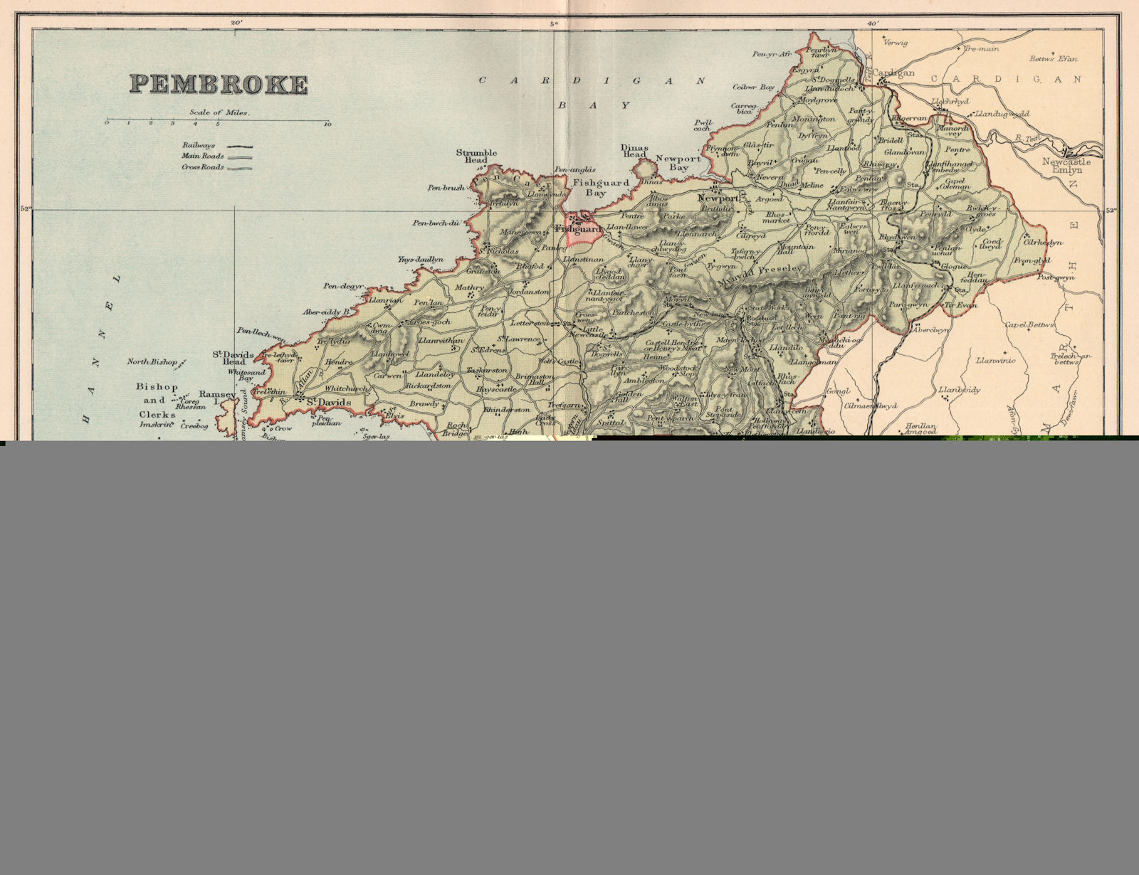 Associate Product PEMBROKESHIRE. Antique county map. Wales 1893 old plan chart