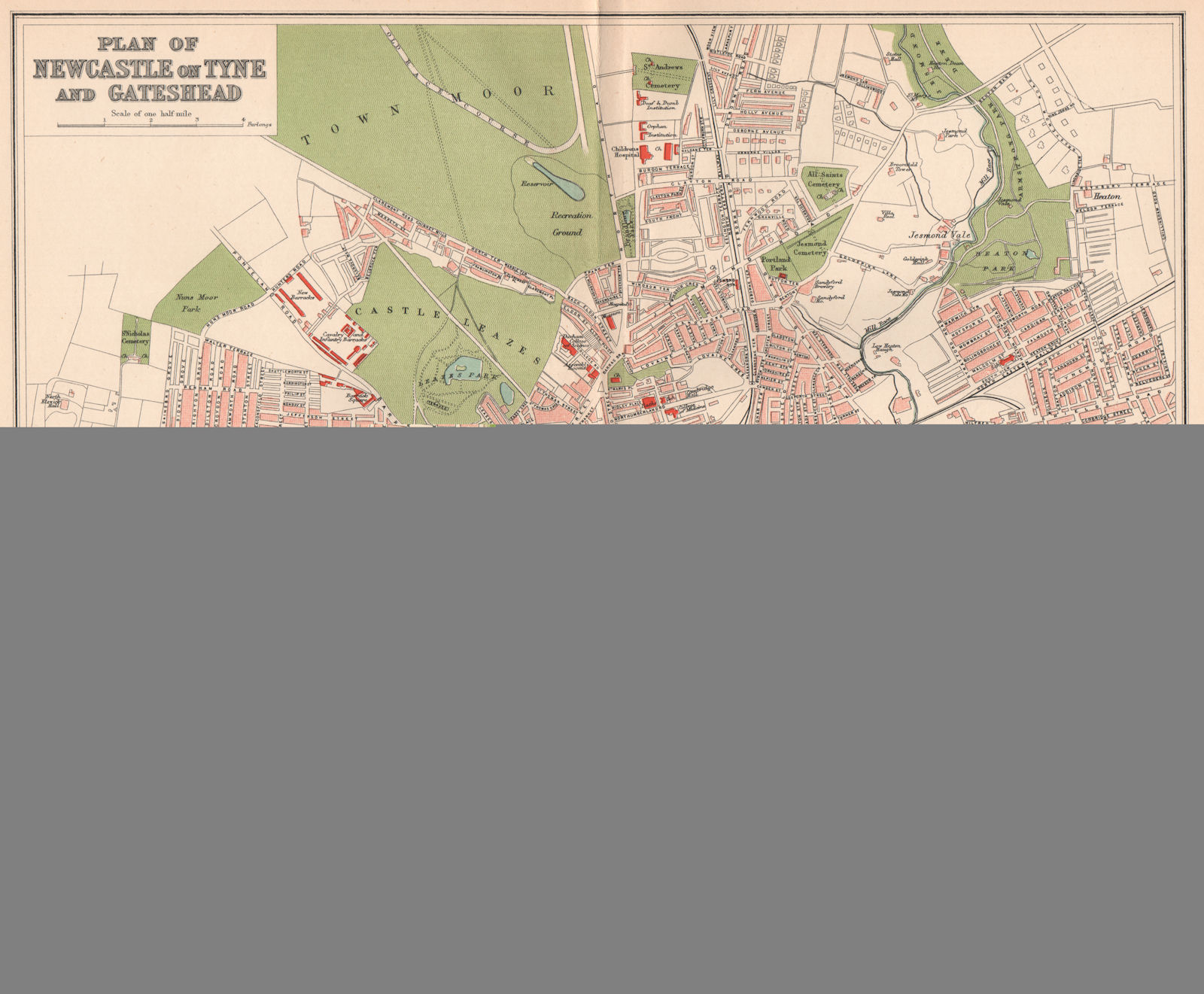 Associate Product NEWCASTLE ON TYNE AND GATESHEAD. Antique town/city map plan. Northumberland 1893