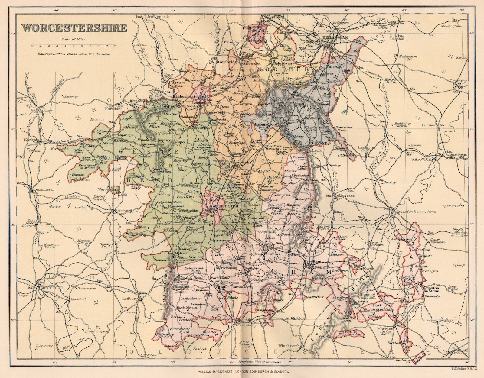 old map Worcestershire 1905 12NE-13NW Buckridge Bayton 