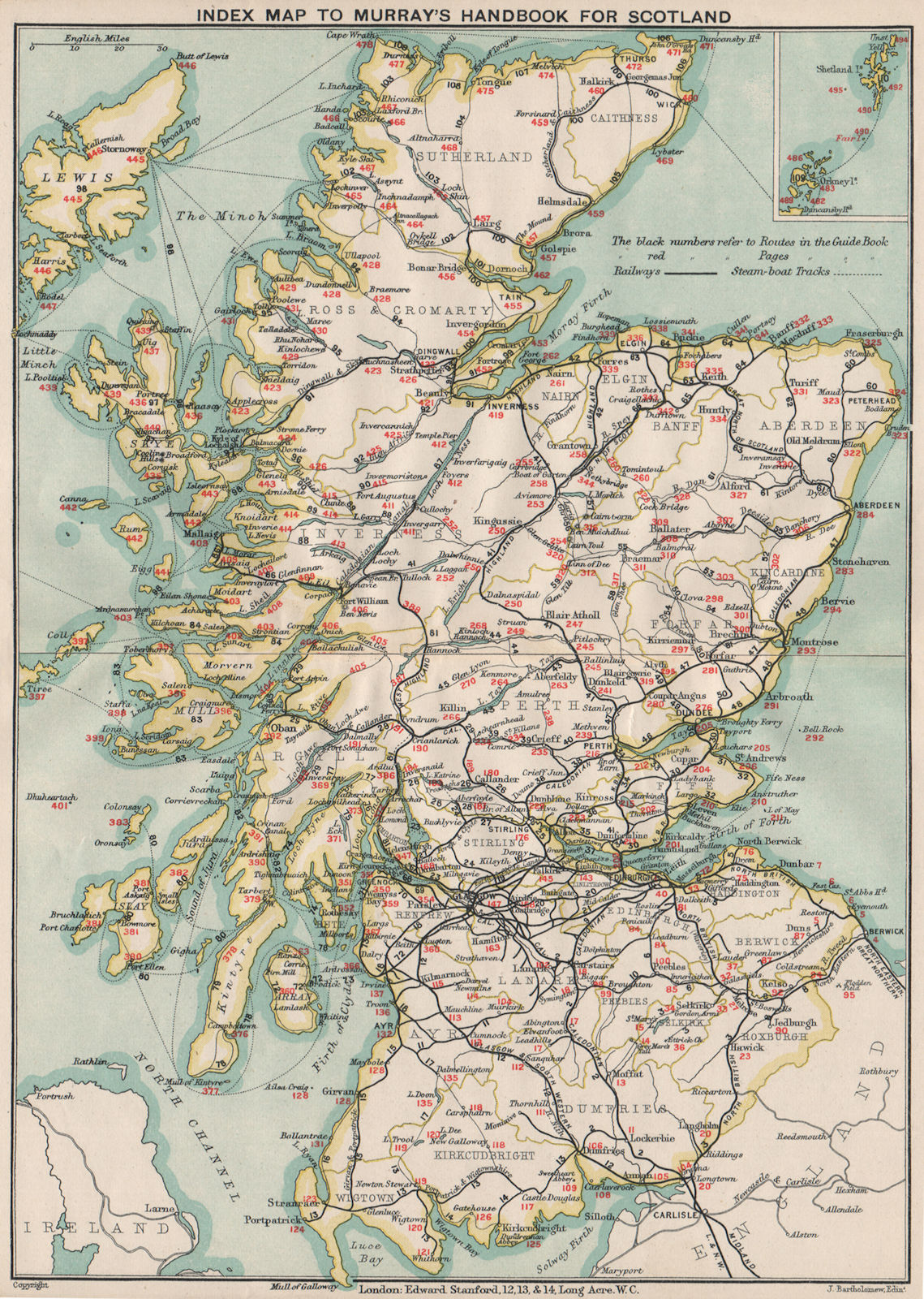 Associate Product SCOTLAND. Index map to Murray's Handbook for Scotland. STANFORD 1905 old