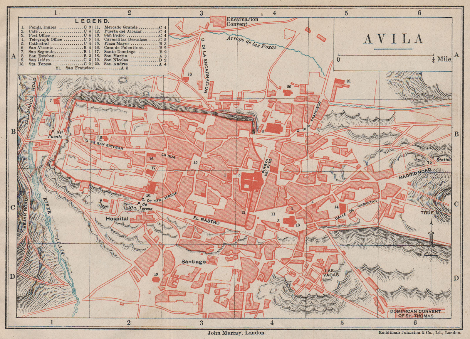 Associate Product AVILA antique town city plan ciudad. Spain Espana. MURRAY 1898 old map