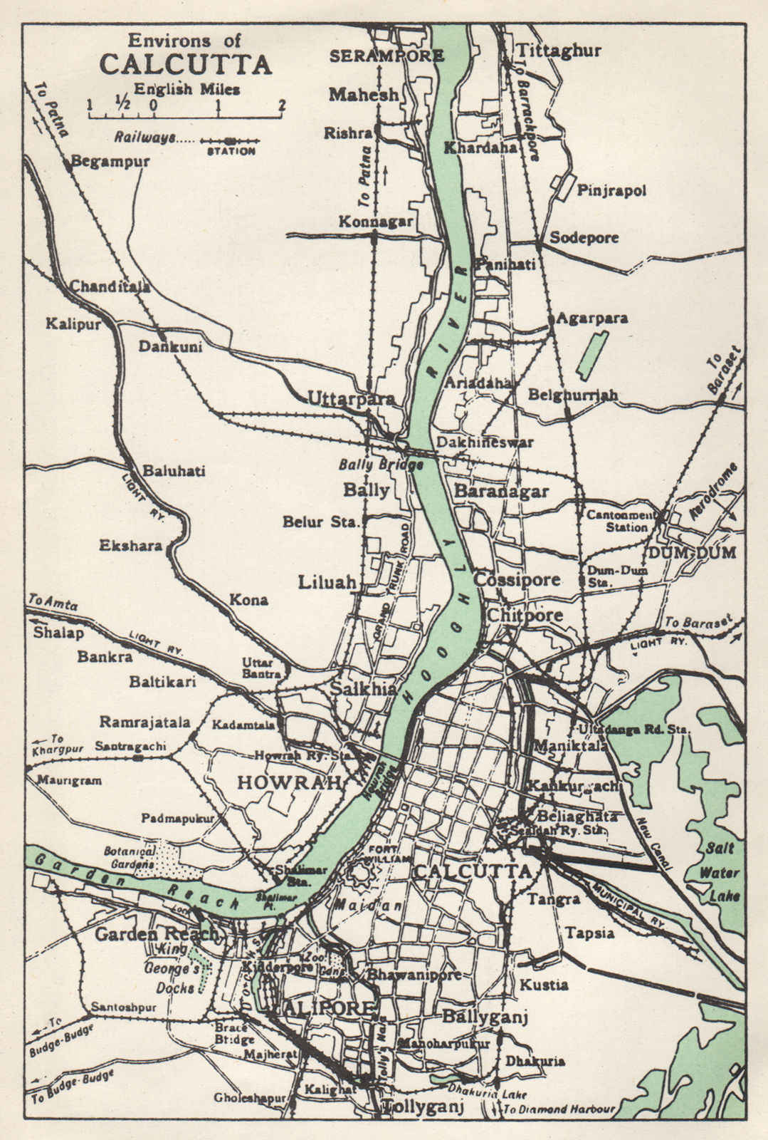 INDIA. Environs of Calcutta (Kolkata). Hooghly. Howrah Alipore 1965 old map