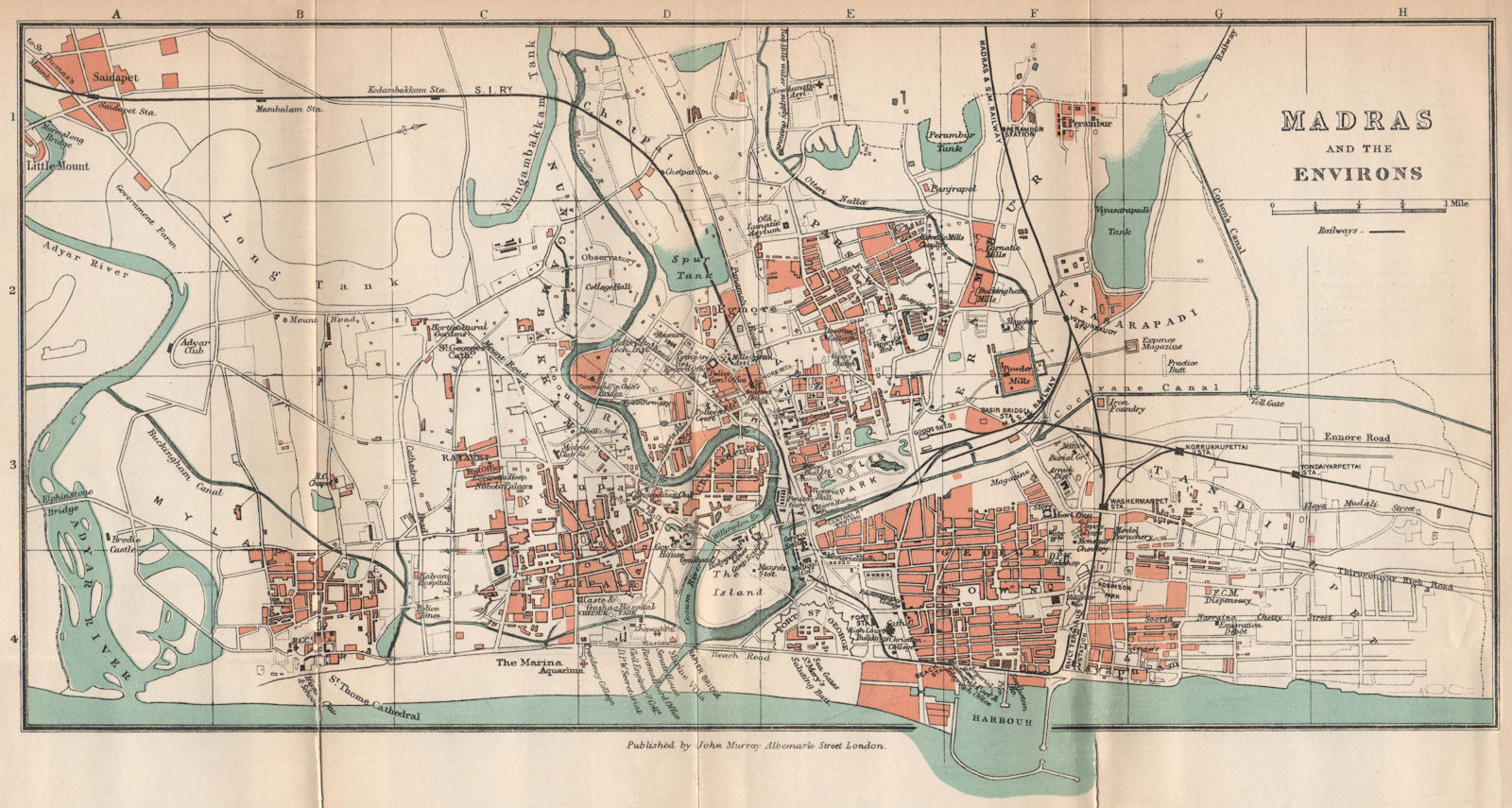 BRITISH INDIA. Madras (Chennai) & environs city plan. Showing hotels. 1929 map
