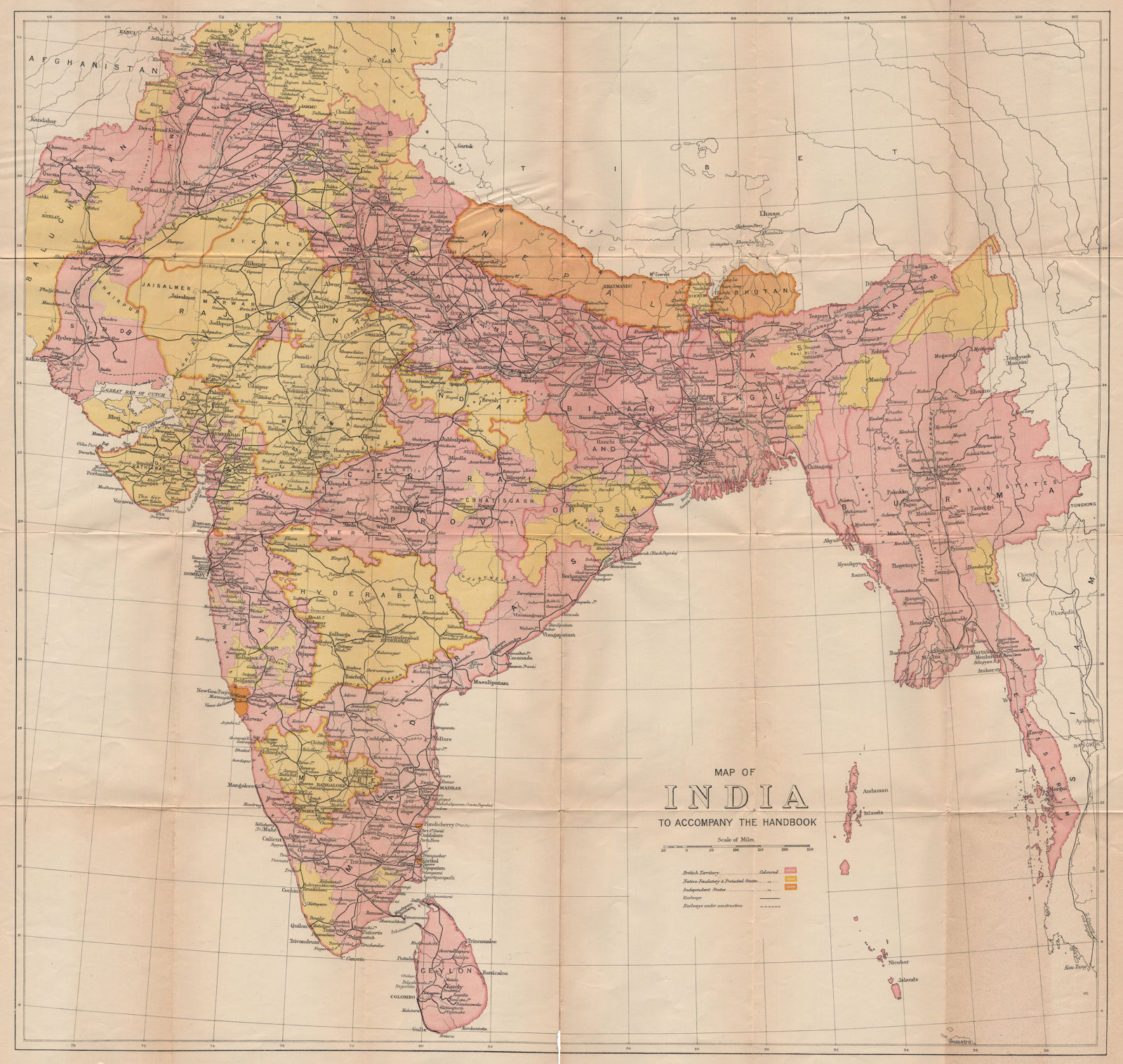 BRITISH INDIA. showing British, Native & Independent states. Burma 1929 map