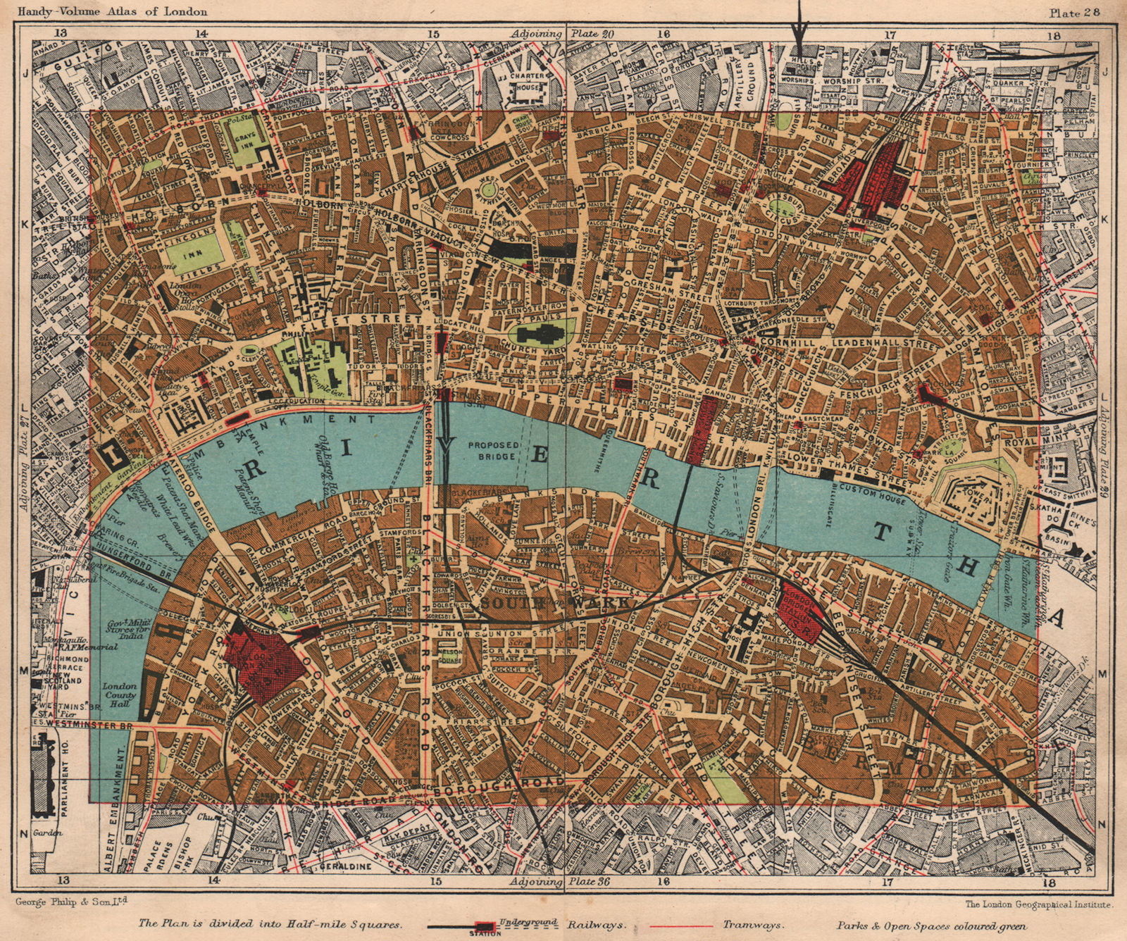 CITY OF LONDON. Southwark Bermondsey Holborn Waterloo Borough 1932 old map