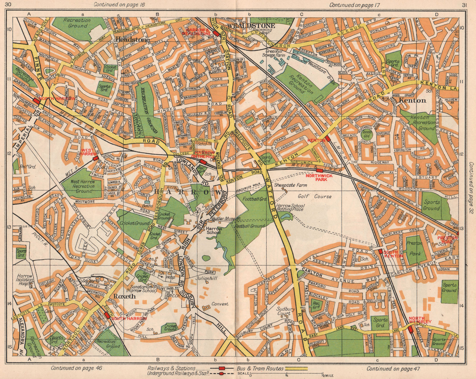 NW LONDON. North/South Harrow Wealdstone Kenton Roxeth Northwick Park 1938 map