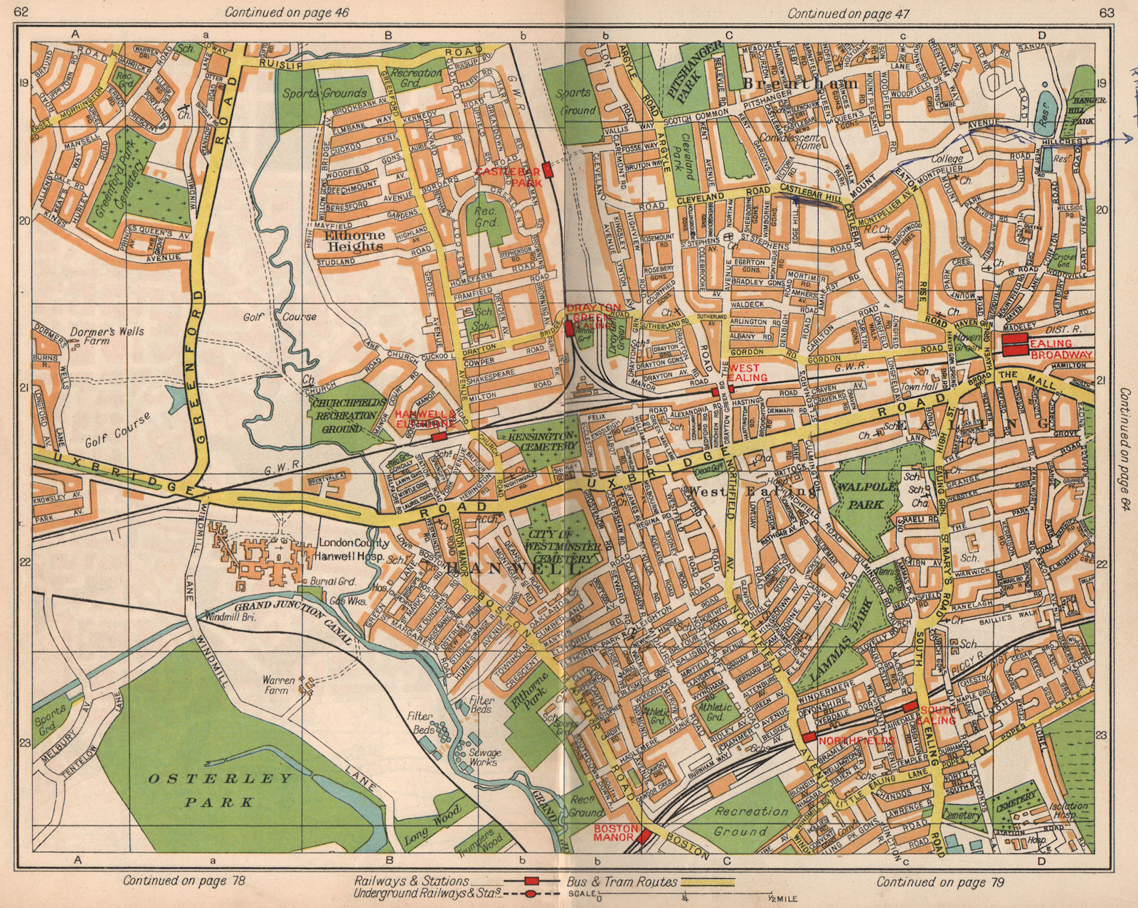 Associate Product W LONDON. Brentham Greenford Park Ealing Northfields Hanwell Elthorne 1938 map