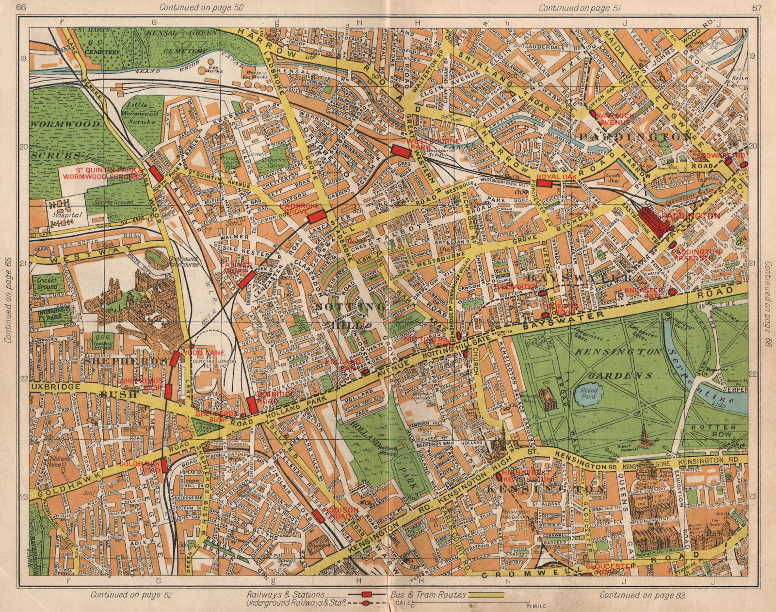 Associate Product W LONDON. Notting Hill Paddington Bayswater Shepherd's Bush Kensington 1938 map