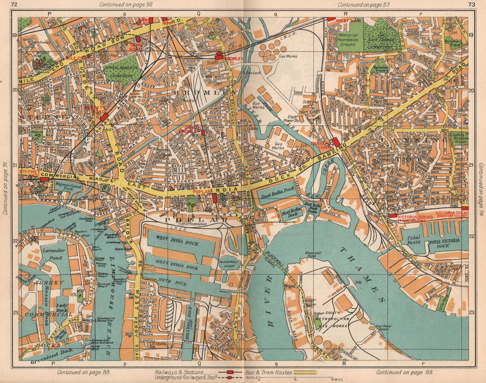 Associate Product E LONDON. Bromley Mile End Limehouse Canning Town Millwall Poplar 1938 old map