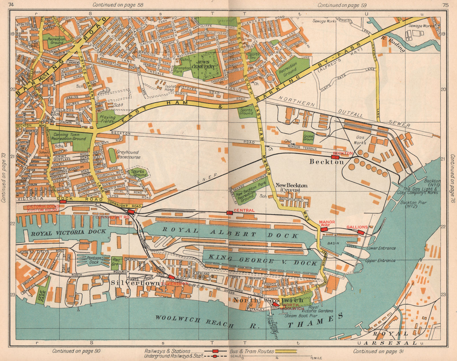 Associate Product E LONDON Beckton Plaistow Silvertown Woolwich Canning Town Royal Docks 1938 map