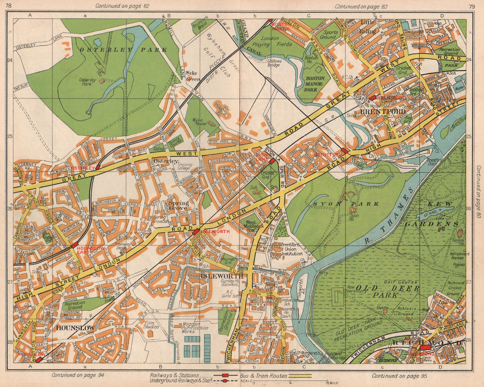 SW LONDON. Hounslow Isleworth Osterley Brentford Richmond Osterley 1938 map