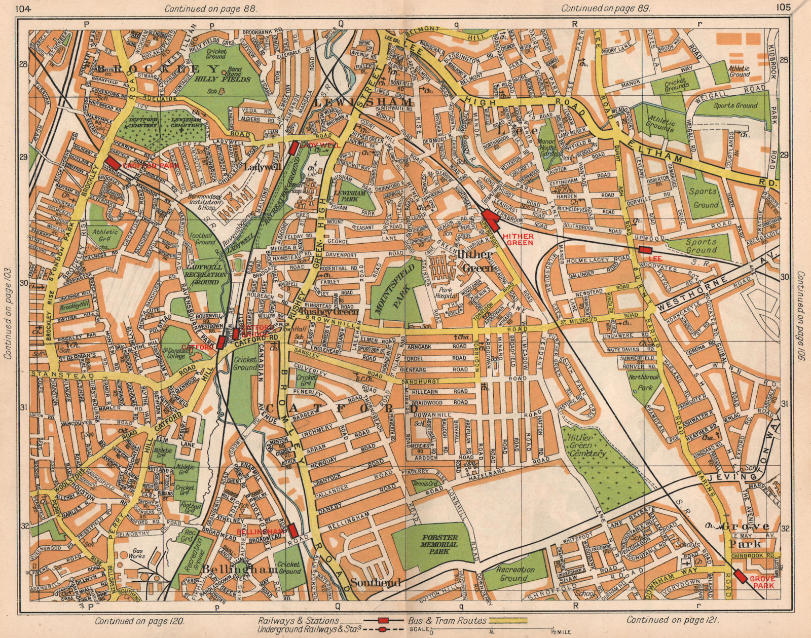 SE LONDON. Catford Bellingham Hither Green Lewisham Lee Ladywell 1938 old map