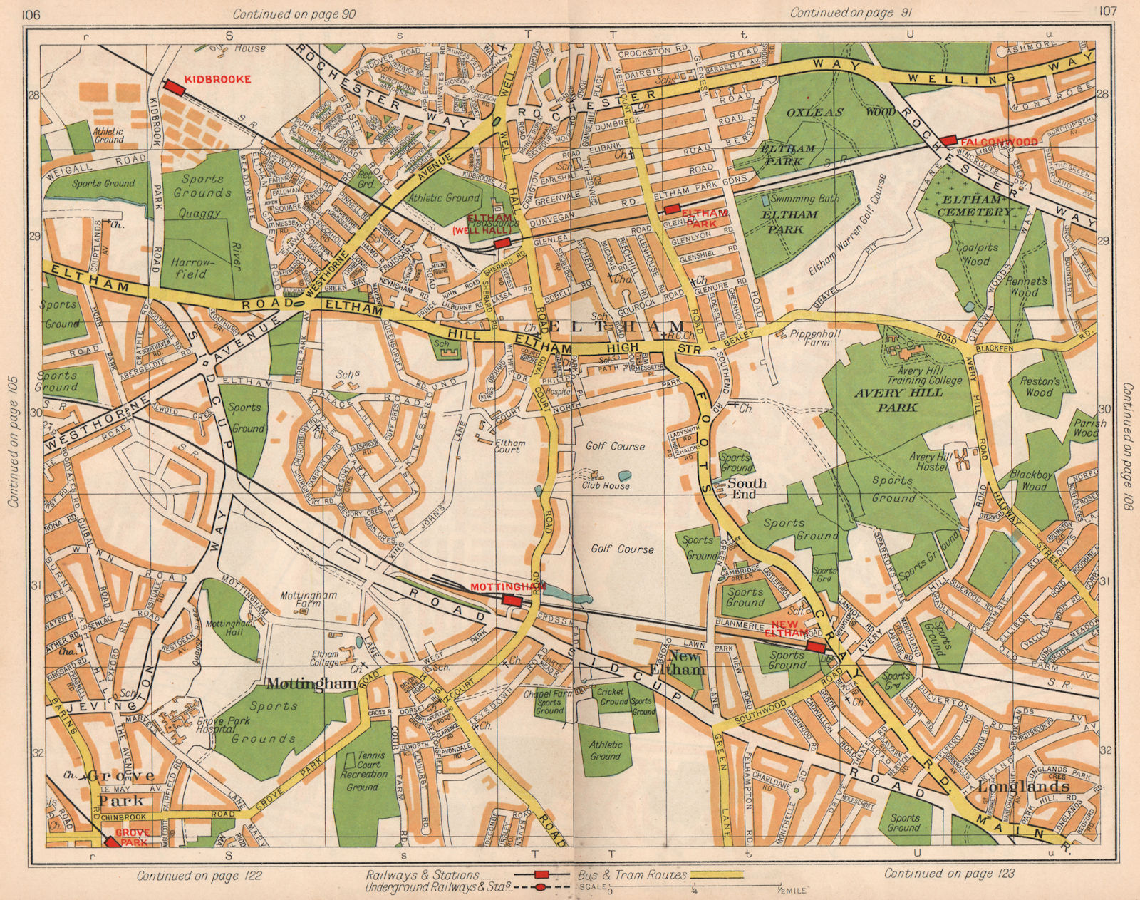 Associate Product SE LONDON. Mottingham Eltham Grove Park Longlands New Eltham 1938 old map