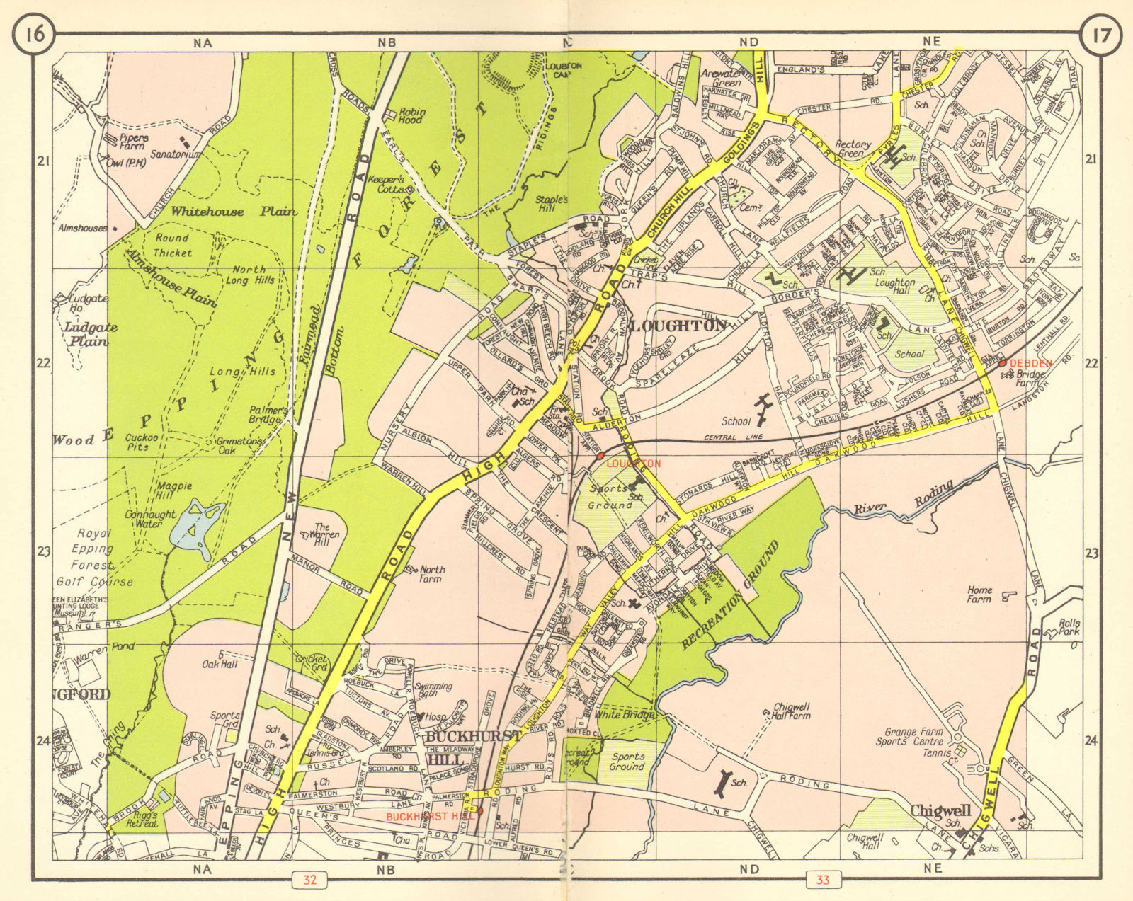 Associate Product NE LONDON. Loughton Epping Forest Buckhurst Hill Debden Chigwell 1953 old map