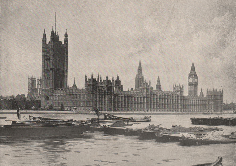 The Houses of Parliament. London 1896 old antique vintage print picture