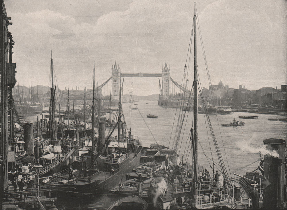 The Tower Bridge. London 1896 old antique vintage print picture