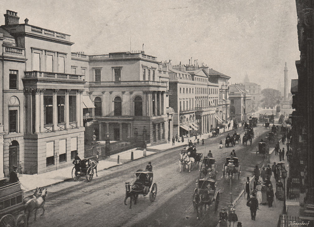 Regent Street and Waterloo Place. London 1896 old antique print picture