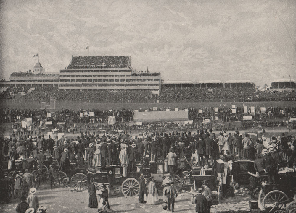 Derby Day at Epsom. Surrey. Racing 1896 old antique vintage print picture