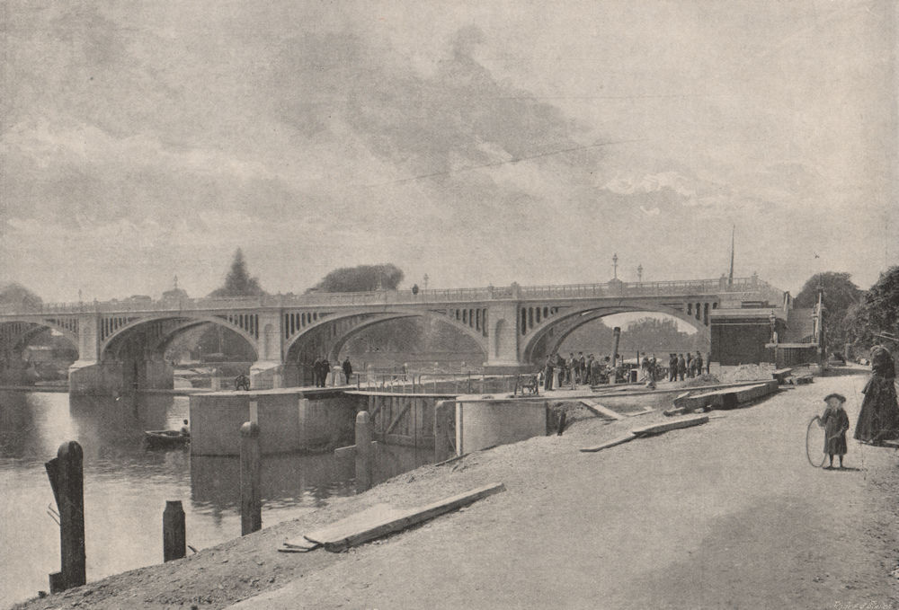 Associate Product Richmond Lock and Footbridge. London 1896 old antique vintage print picture