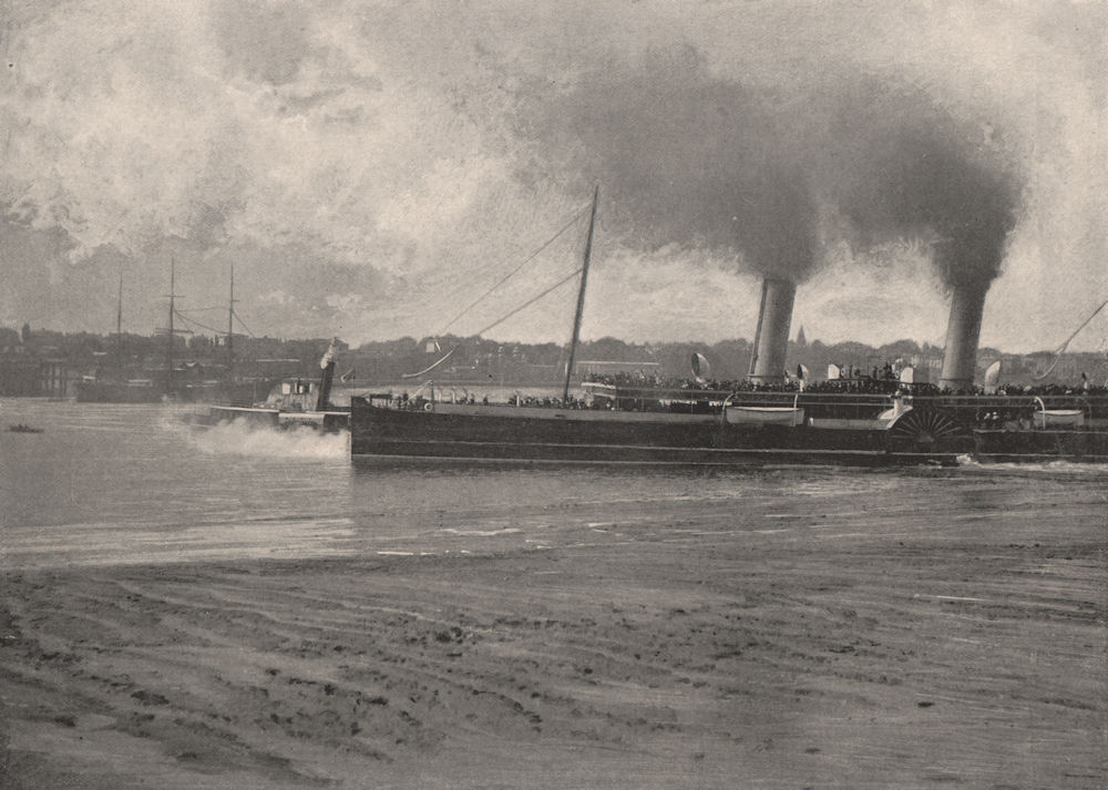 "La Marguerite" leaving Tilbury. Essex. Ships 1896 old antique print picture