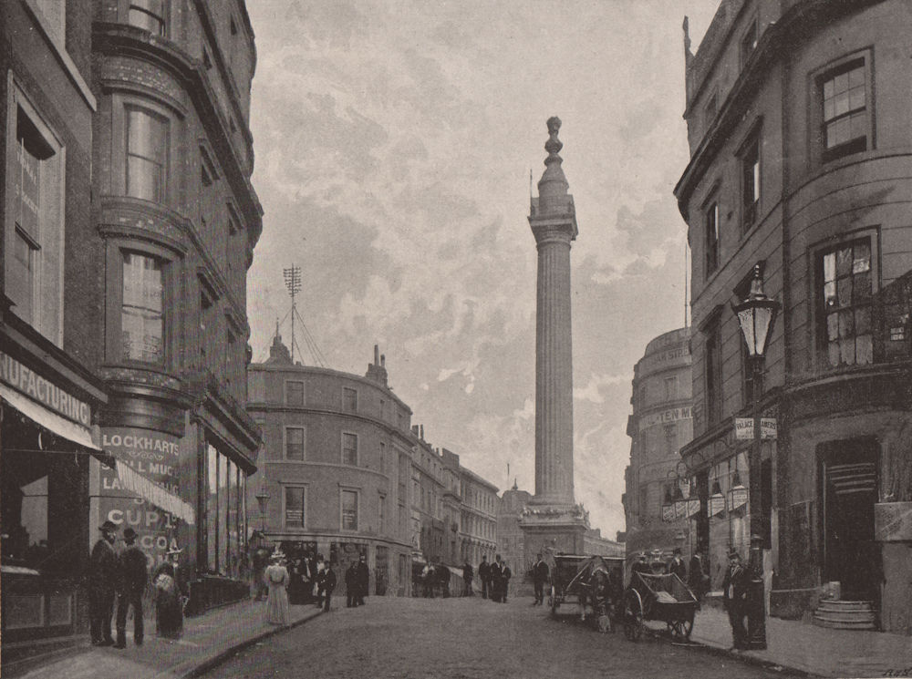 The Monument. London 1896 old antique vintage print picture
