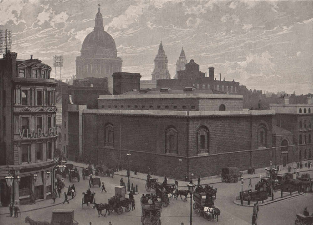 Newgate Prison. London 1896 old antique vintage print picture