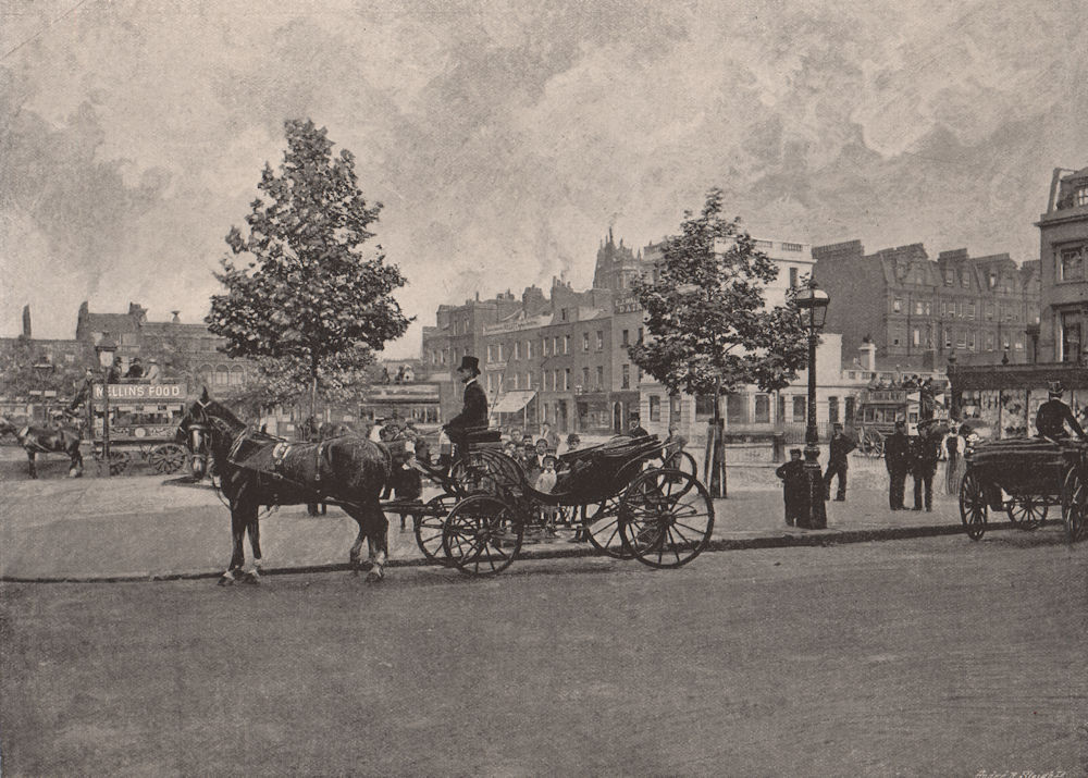 Sloane Square. London 1896 old antique vintage print picture