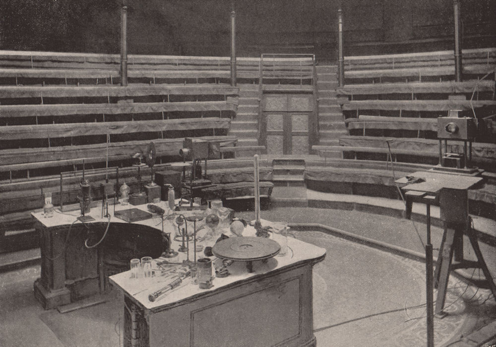 Faraday's Table in the Theatre of the Royal Institution. London. Science 1896
