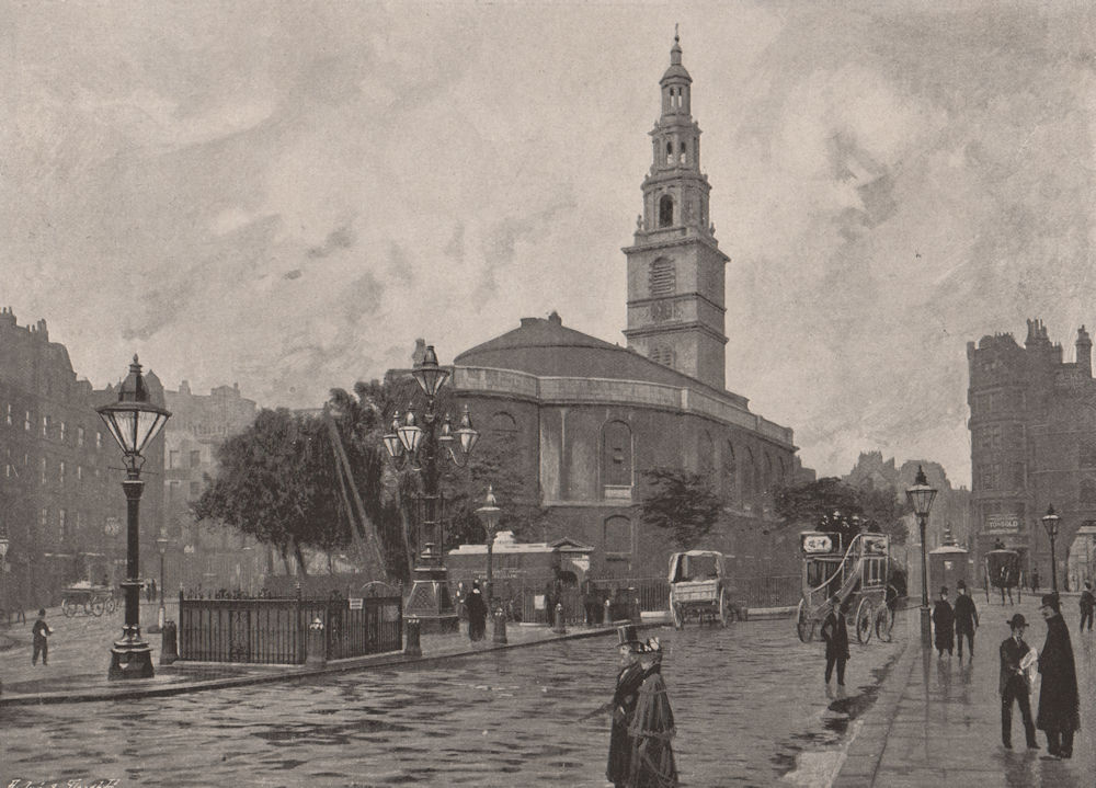 St. Clement Danes. London. Churches 1896 old antique vintage print picture