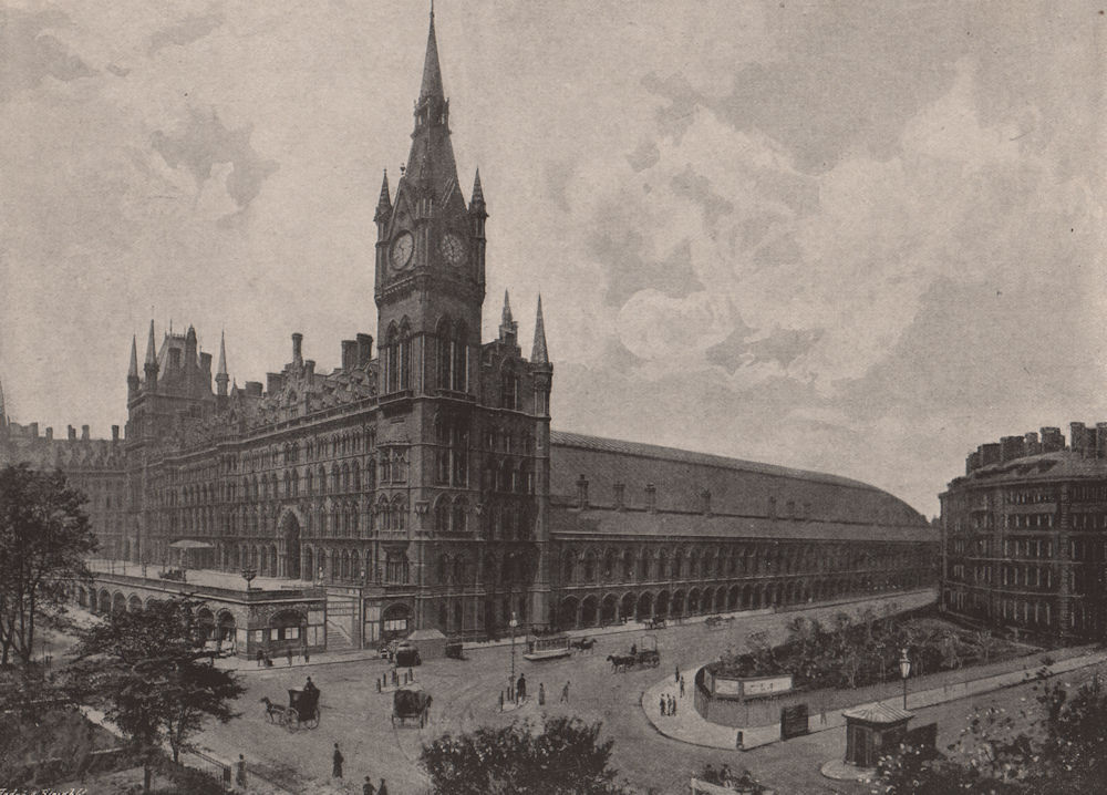 St. Pancras Station. The Exterior. London. Railways 1896 old antique print