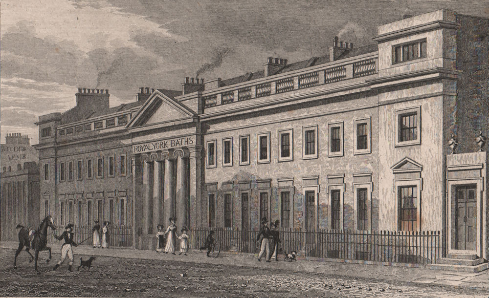 REGENT'S PARK. Royal York Baths, York Terrace. London. SHEPHERD 1828 old print
