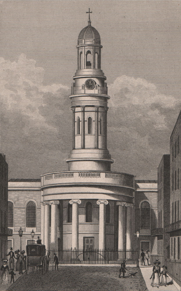 Associate Product MARYLEBONE. St. Mary's Church, Wyndham Place. London. SHEPHERD 1828 old print