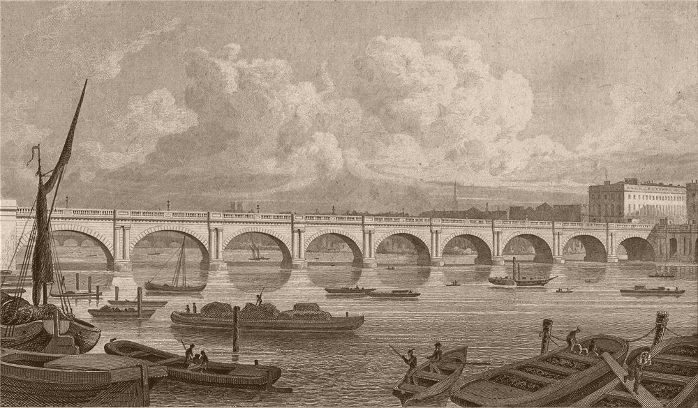 Associate Product Waterloo Bridge. London. SHEPHERD 1828 old antique vintage print picture
