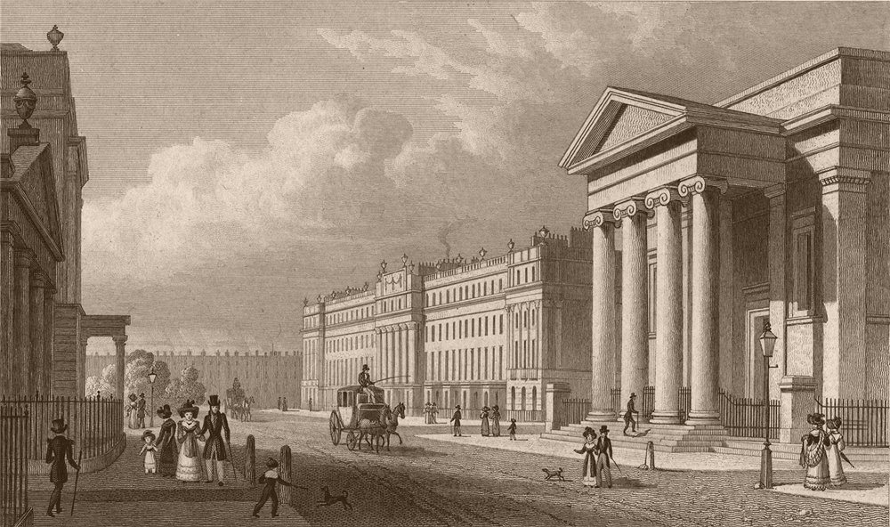 Associate Product PIMLICO. Belgrave chapel and West side of Belgrave Square. London. SHEPHERD 1828