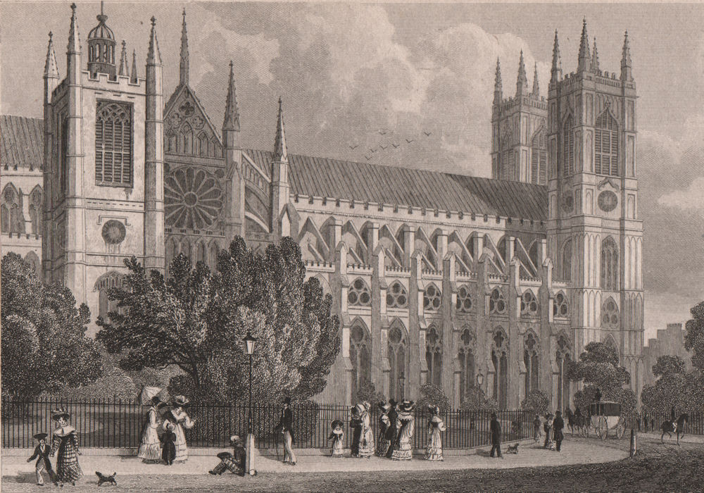 AND ST. MARGARET'S CHURCH. Westminster Abbey. London. SHEPHERD 1828 old print