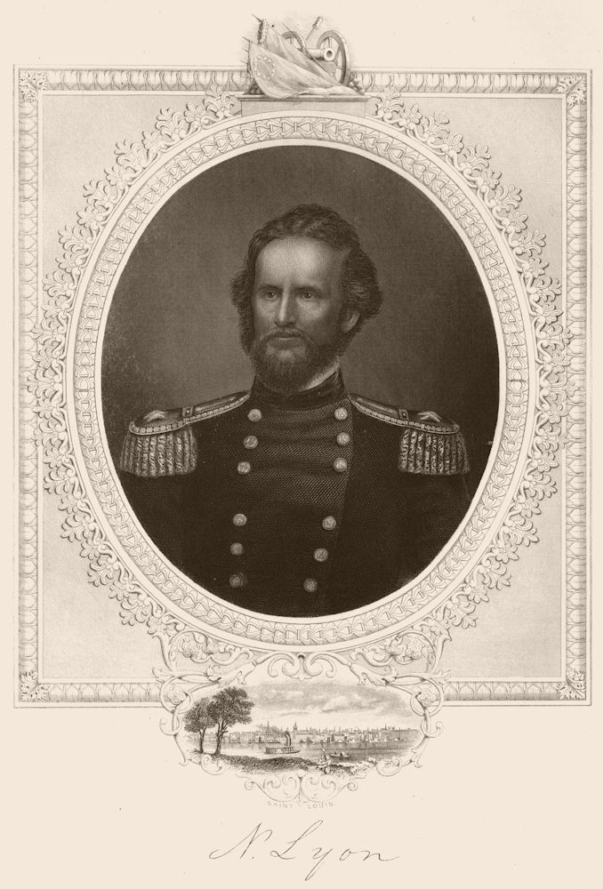 AMERICAN CIVIL WAR. Portrait of General Lyon. Inset. St Louis, Missouri 1864