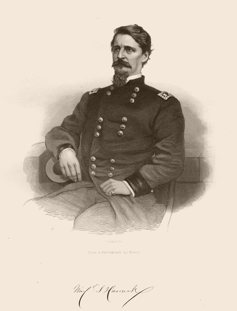 AMERICAN CIVIL WAR. Portrait of General Hancock 1864 old antique print picture